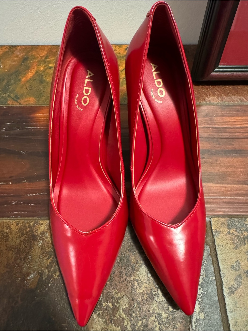 ALDO Scarlet Pointed-Toe Patent Pumps